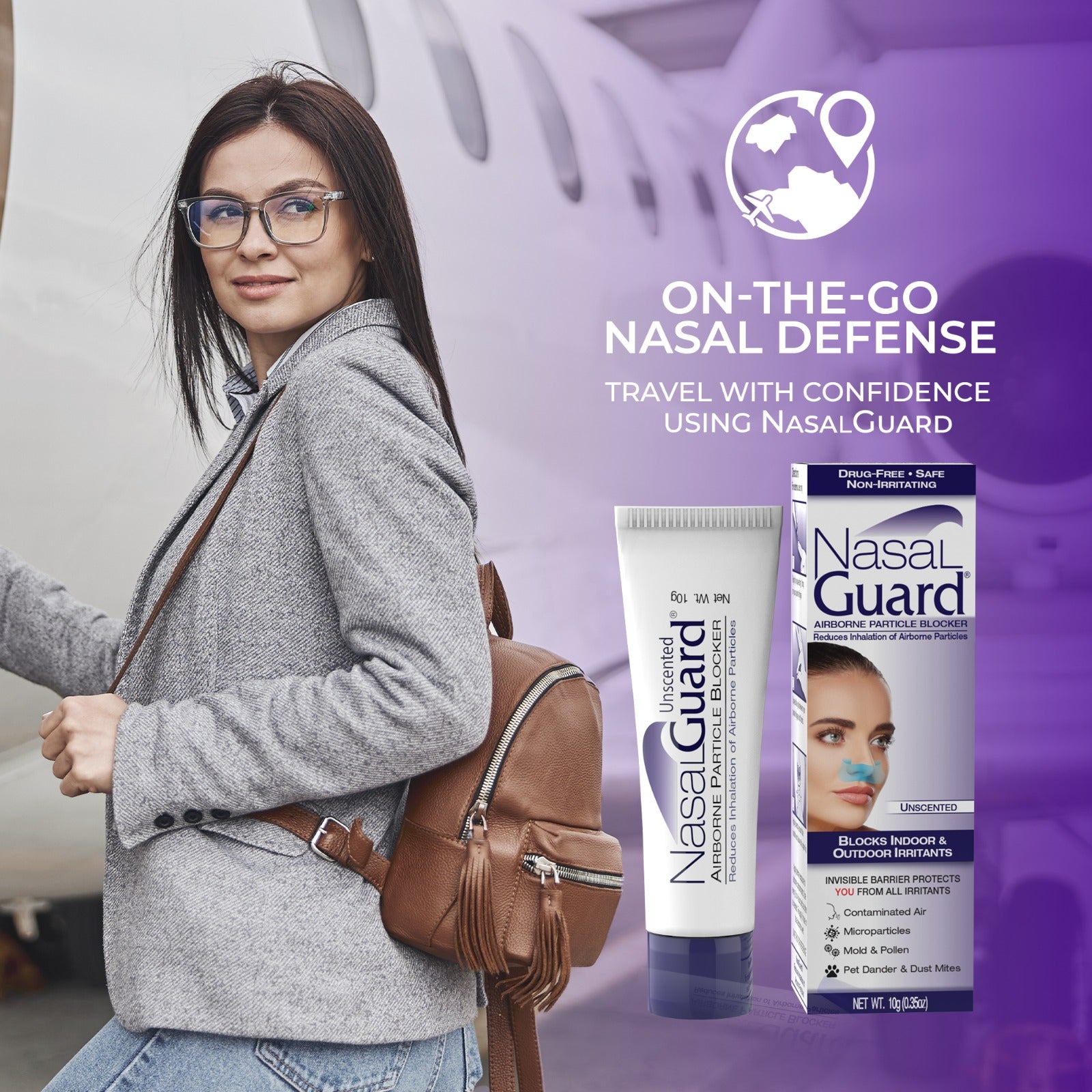 NasalGuard Airborne Particle Blocker, Nasal Gel | Unscented | 10g Tube